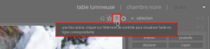 Copie d’écran de darktable montrant le bouton de l’aide contextuelle