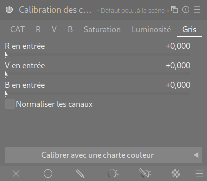 Panel Gris du module Calibration des couleurs